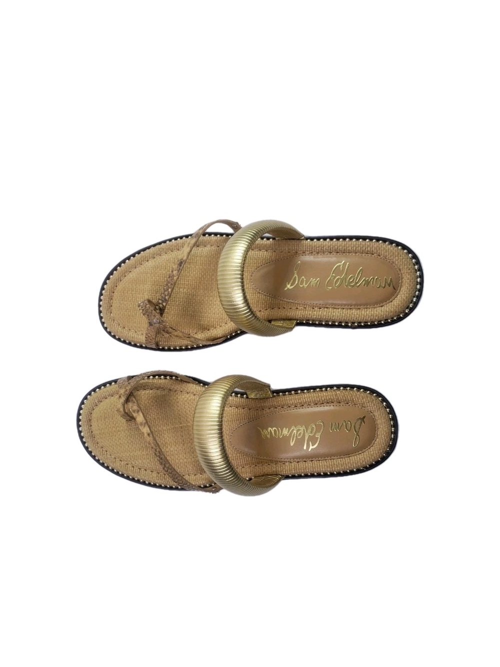 Sam Edelman Tillie Gold Ring-Accent Toe Sandals Womens Size 10